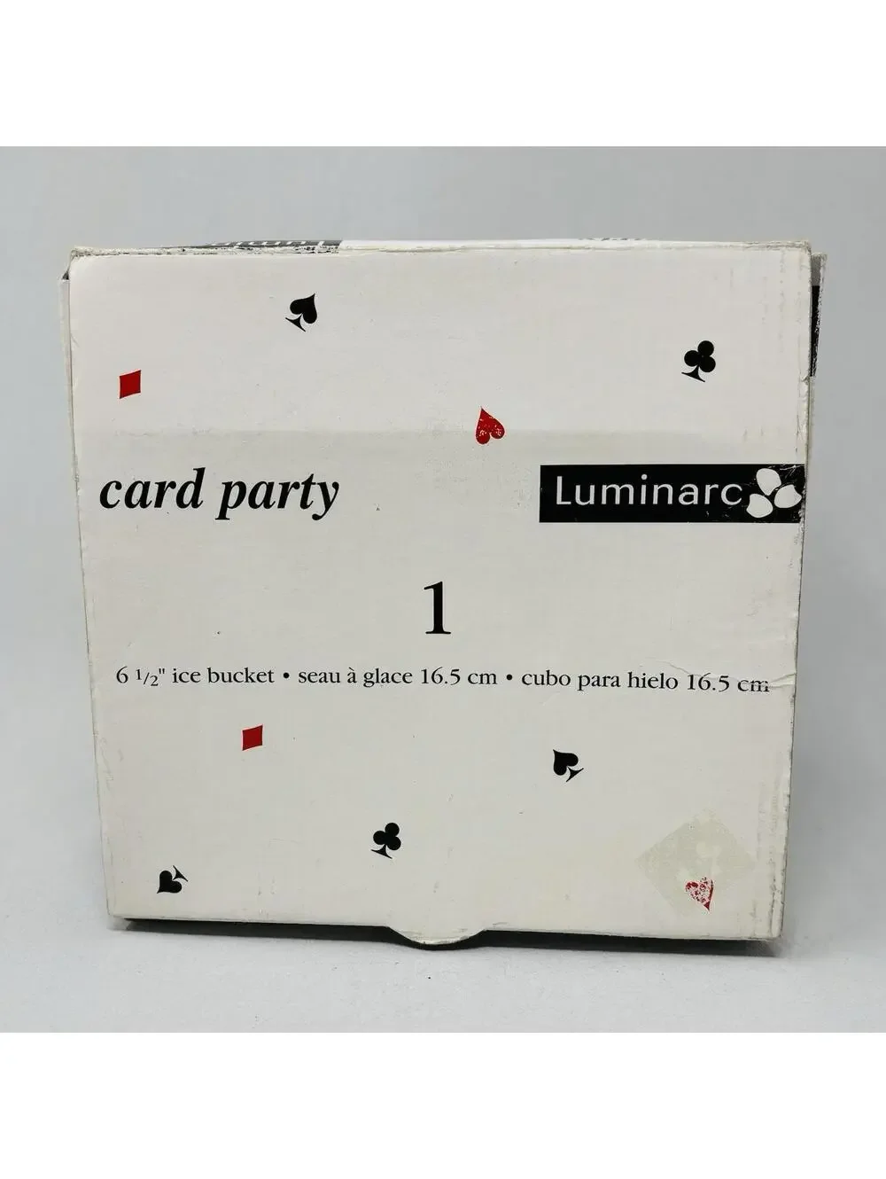 VTG Luminarc Card Party Ice Bucket MCM Glass Retro Poker Barware 6.5